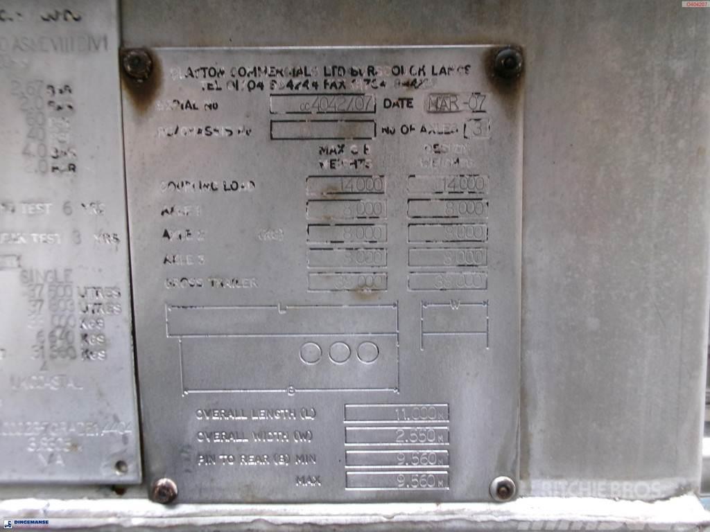  Clayton Chemical tank inox 37.5 m3 / 1 comp Tanktrailer