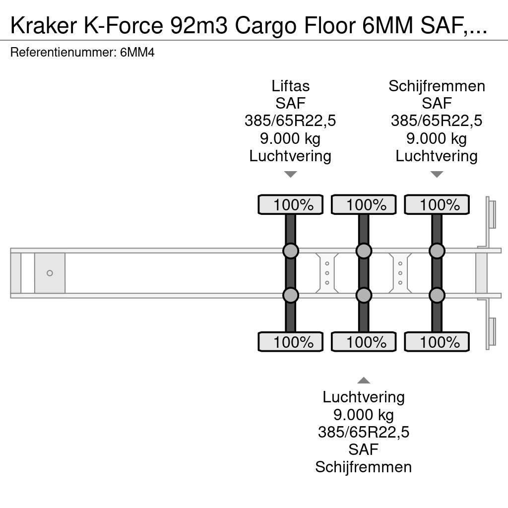 Kraker K-Force 92m3 Cargo Floor 6MM SAF, Liftachse, Remot Walking floor semitrailers
