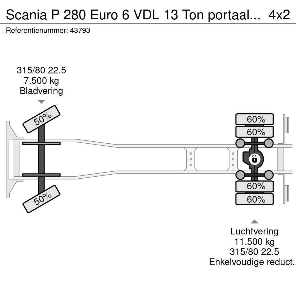 Scania P 280 Euro 6 VDL 13 Ton portaalsysteem Liftdumperbilar