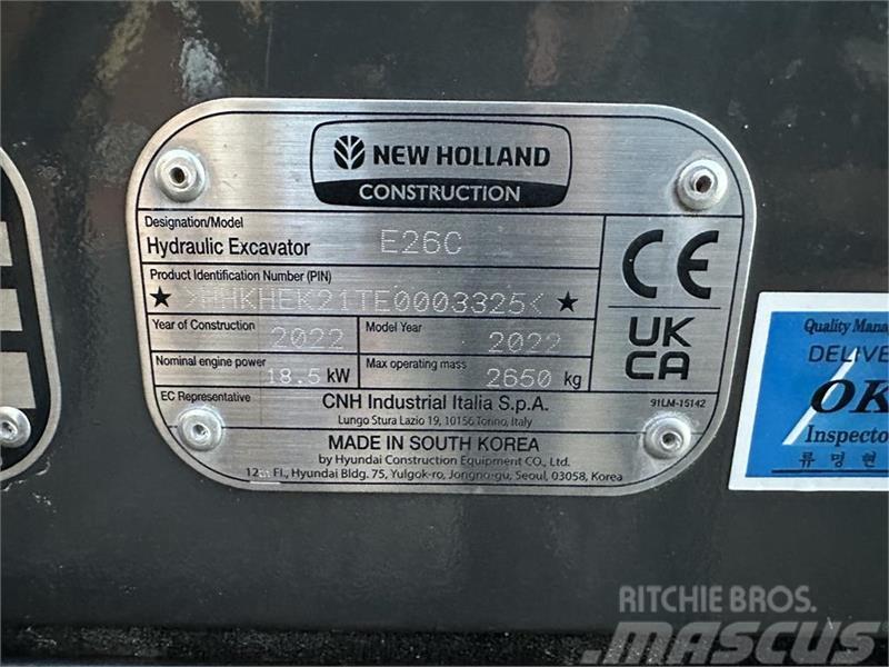 New Holland E26C Minigrävare < 7t