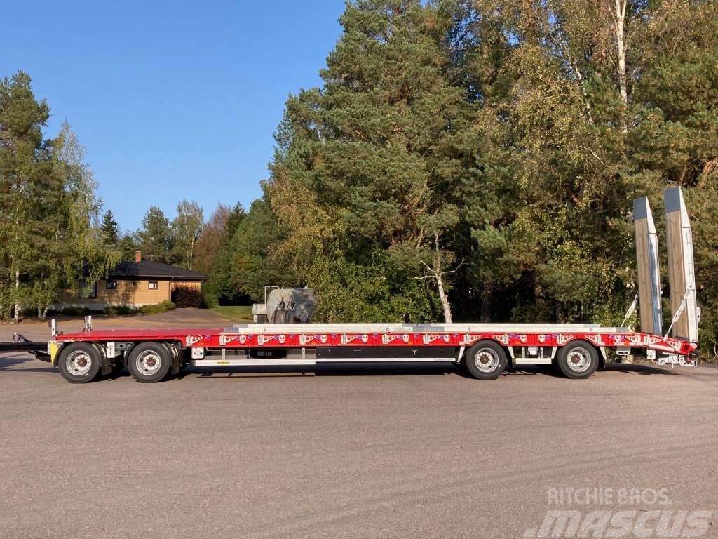 Humbaur 4-AKSELINEN + 12,2M SUORA KANSI, LEVIKKEET + HYDRA Låg lastande semi trailer