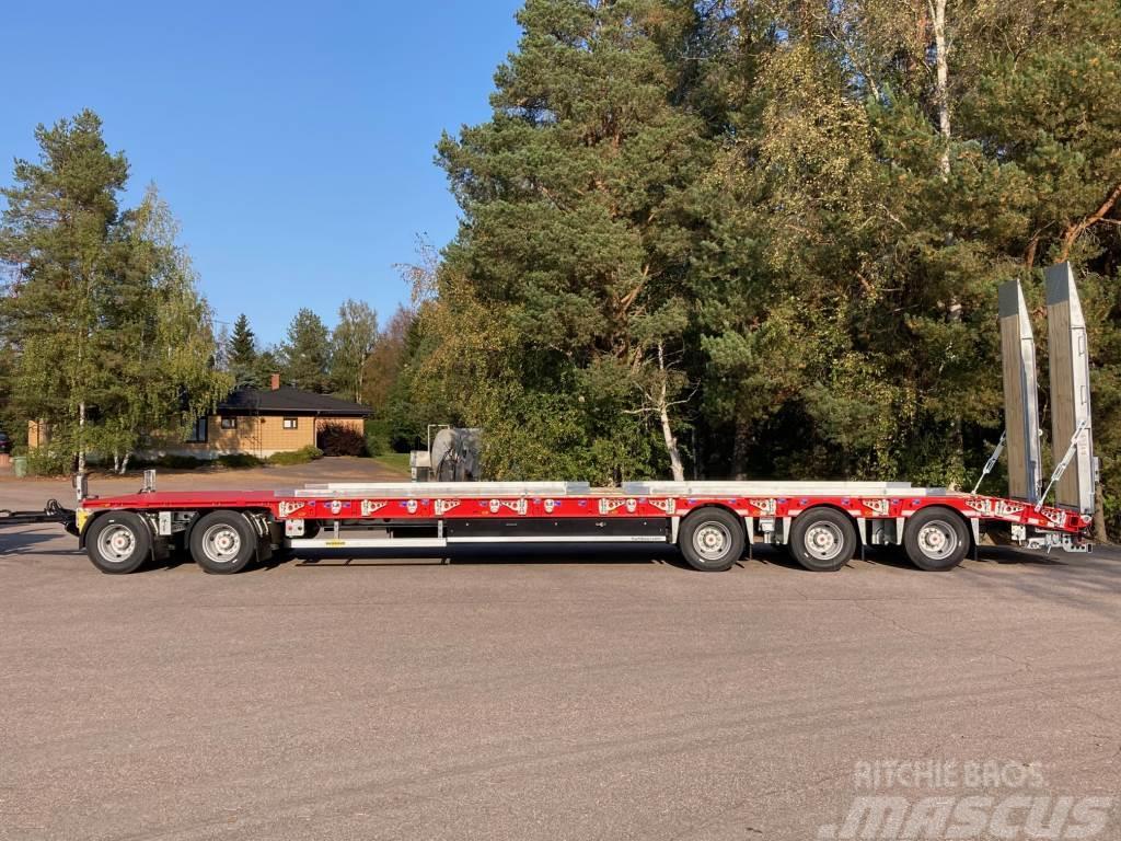 Humbaur 5-AKSELINEN + 12,2M SUORA KANSI + LEVIKKEET + HYDR Låg lastande semi trailer