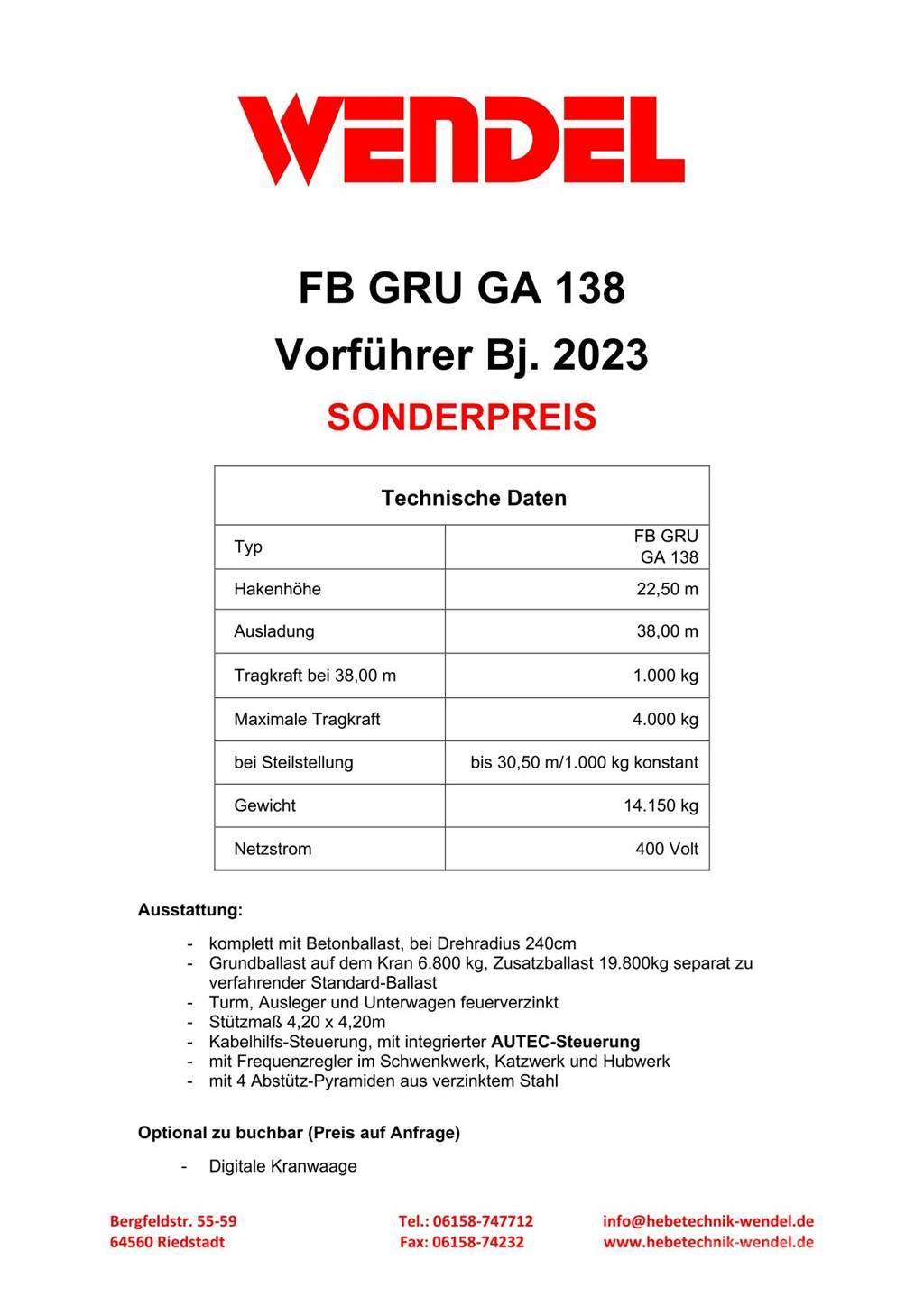 FB GRU Hochbaukran GA 138 Byggkranar