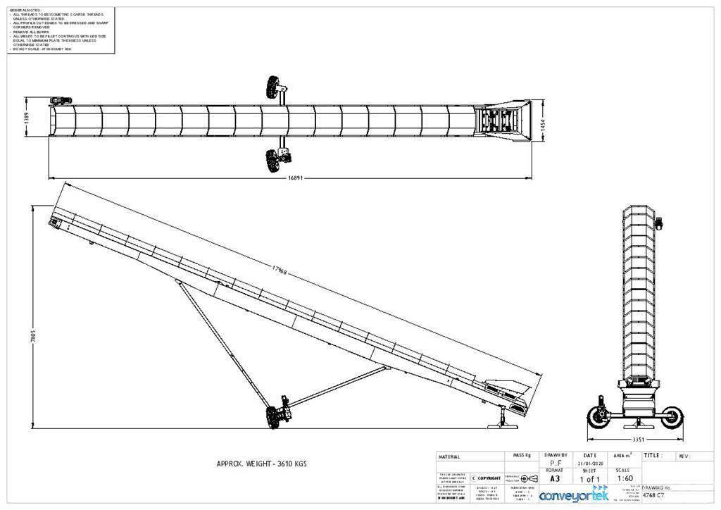  Conveyortek 60ft x 900mm Stockpiling Conveyor Transportband
