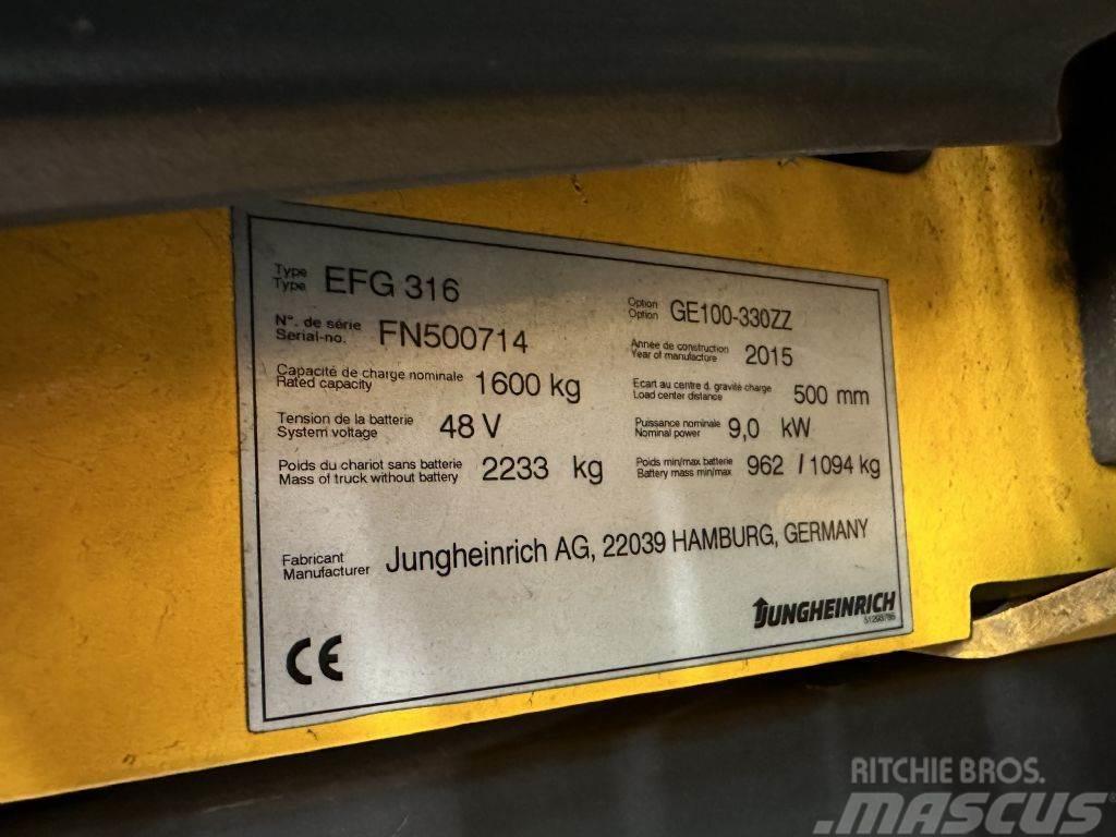 Jungheinrich EFG 316 - FREIHUB-Mast !!! Elmotviktstruckar